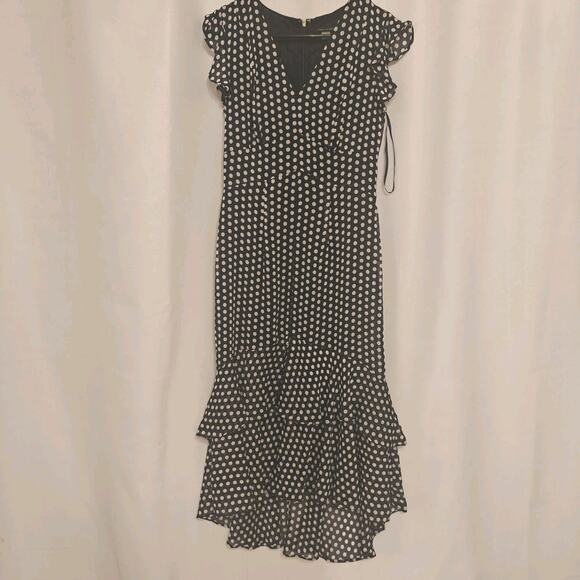 Tommy Hilfiger Women Size 2 Drop Waist Dress Blue Polka Dots Lined MIDI Flowing - Picture 1 of 11